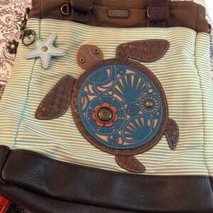 Deluxe Everyday Tote Teal Stripe Turtle - ,